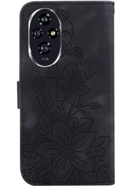 Onur Için Flip Case 200 5g Kabartmalı Zambak Cüzdan Kickstand Kart Tutucu (Yurt Dışından) indirimleri