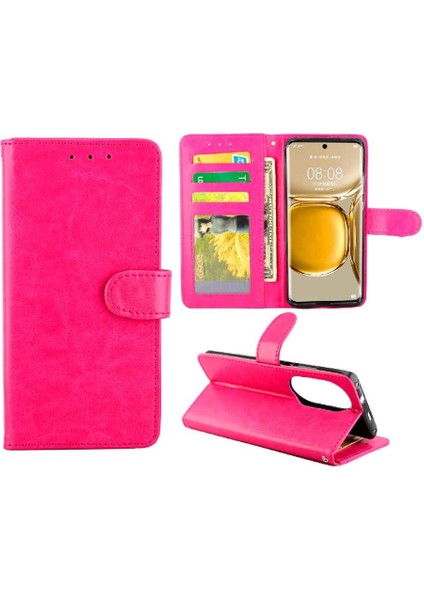 Huawei P50 Pro Kart Tutucu Pu Deri Kickstand Manyetik Için Flip Case (Yurt Dışından)
