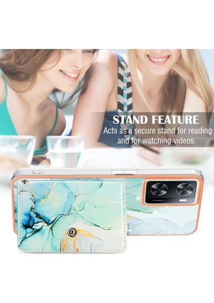 Oppo A77 5g Mermer Ince Cüzdan Yumuşak Tpu Tampon Kart Yuvaları Için Kılıf (Yurt Dışından)