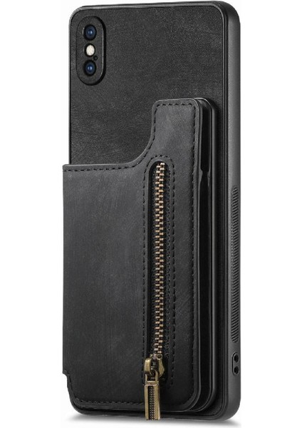 IPhone Xs Max Katlanabilir Arka Kapak Vintage Fermuar Cüzdan Standı (Yurt Dışından)