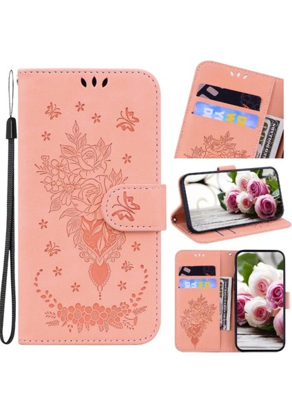 Oppo Oppo 12 5g Için Kickstand Cüzdan Kılıf Kabartma Gül Çiçekler Flip Pu (Yurt Dışından)