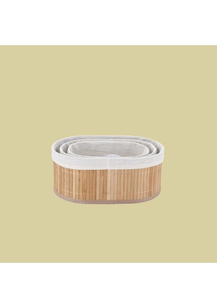 Bambu Oval Organizer Sepet 3 Lü Sepet Takımı
