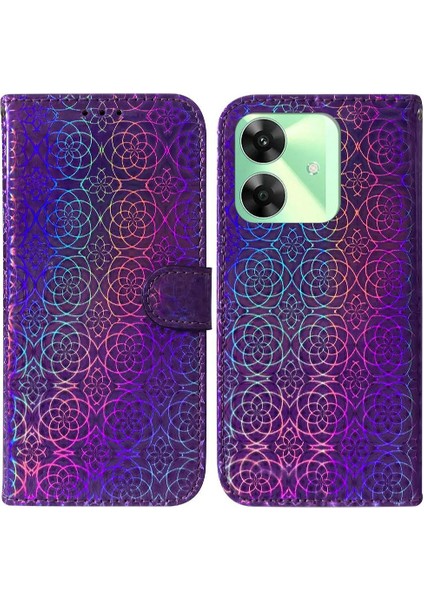 Realme C61 Için Flip Case Cüzdan Kılıf Standı Tutucu Glitter Renkli Prim (Yurt Dışından)