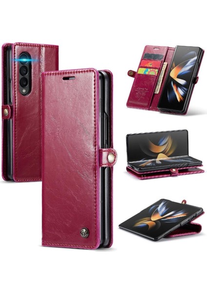 Samsung Galaxy Z Için Flip Case Fold 4 5g Çılgın At Pu Deri Retro (Yurt Dışından)