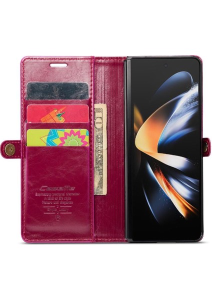 Samsung Galaxy Z Için Flip Case Fold 4 5g Çılgın At Pu Deri Retro (Yurt Dışından)