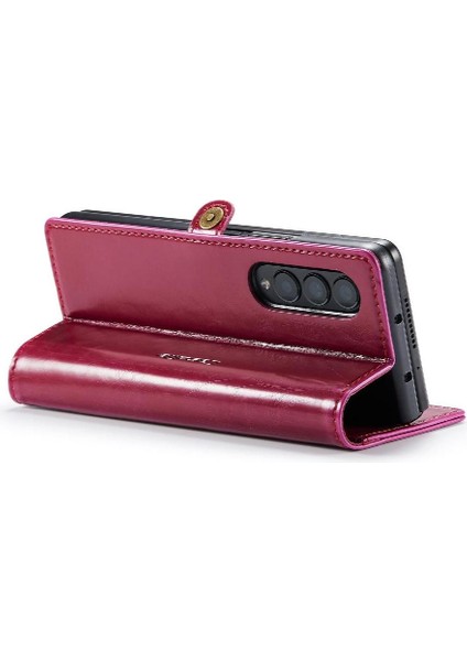 Samsung Galaxy Z Için Flip Case Fold 4 5g Çılgın At Pu Deri Retro (Yurt Dışından)