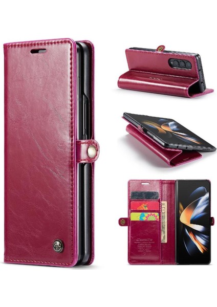 Samsung Galaxy Z Için Flip Case Fold 4 5g Çılgın At Pu Deri Retro (Yurt Dışından)