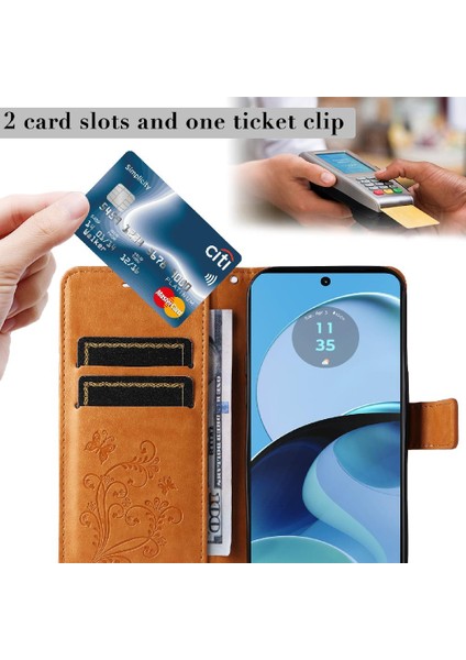 Motorola Moto G14 4g Flip Kickstand Manyetik Kapak Için Kılıf Kart Yuvası ile (Yurt Dışından) indirimleri
