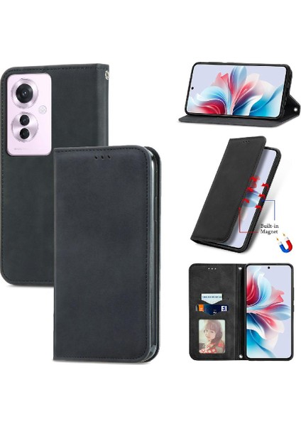 Oppo Flip 11F 5g Için Flip Case Darbeye Cüzdan Deri Kılıf Kapak Çevirin (Yurt Dışından)