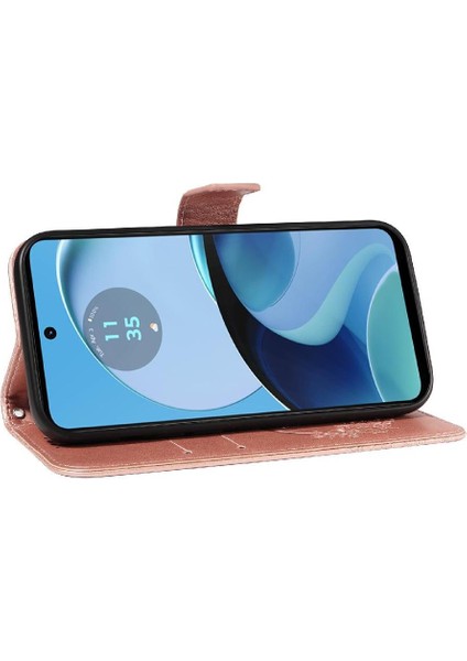 Motorola Moto G14 4g Için Flip Case Kredi Kartı Yuvası ile Kabartmalı Yüksek (Yurt Dışından) indirimleri