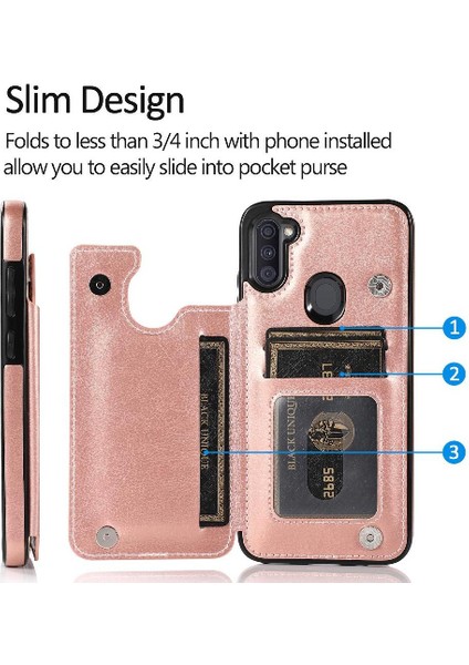 Samsung Galaxy A11 Çift Manyetik Toka Kickstand Kart Için Cüzdan Kılıf (Yurt Dışından) indirimleri
