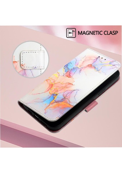 Samsung Galaxy J7 2017 Kickstand Cüzdan Pu Deri Mermer Desen (Yurt Dışından)