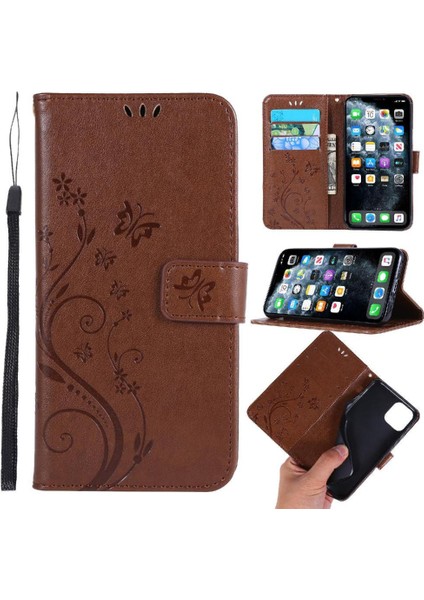 IPhone 11 Için Filp Durumda Pro Max Kart Tutucu Bilek Kayışı Kickstand Pu (Yurt Dışından)