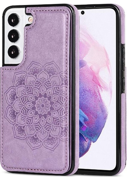 Samsung Galaxy S23 Çift Düğmeler Için Kart Tutucu Kılıf ile Cüzdan Pu Çevirin (Yurt Dışından)