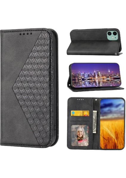 IPhone 11 Için Flip Case Pro Günlük Kullanım Standı Eşkenar Dörtgen Şekli El Kayışı Cüzdan (Yurt Dışından)