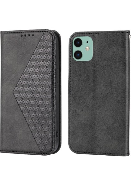 IPhone 11 Için Flip Case Pro Günlük Kullanım Standı Eşkenar Dörtgen Şekli El Kayışı Cüzdan (Yurt Dışından)