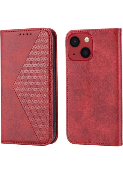 IPhone 13 Için Flip Case Pro Max Eşkenar Dörtgen Şekli Günlük Kullanım Cüzdan El Kayışı (Yurt Dışından)