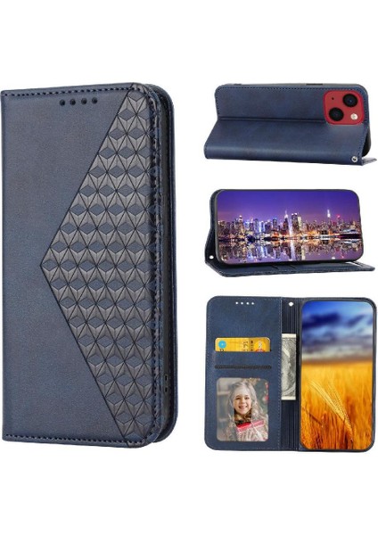 IPhone 14 Için Flip Case Pro Eşkenar Dörtgen Şekli Standı Günlük Kullanım Cüzdan El Kayışı (Yurt Dışından)