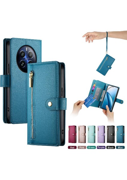 Realme 12 Pro Artı Cüzdan Bölmesi Bilek Kayışı Kickstand Için Flip Case (Yurt Dışından)