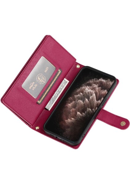 IPhone 11 Için Flip Case Pro Max Cüzdan Bölmesi Kickstand Bilek Kayışı (Yurt Dışından)