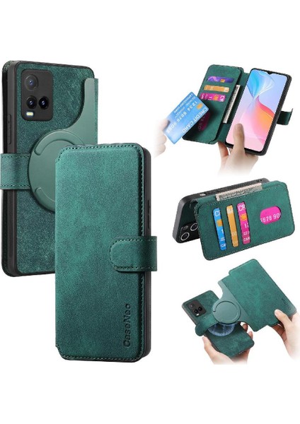 Vıvo Y21S Retro Kart Standı Cüzdan Mıknatıs Koruyucu Malzeme Için Flip Case (Yurt Dışından)