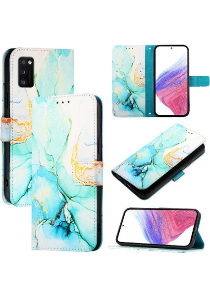 Samsung Galaxy A41 Pu Deri Mermer Desen Kickstand Cüzdan Için Kılıf (Yurt Dışından)
