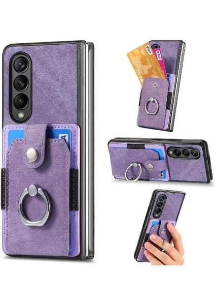 Samsung Galaxy Için Kılıf Fold 4 Manyetik Araç Montaj Yüzük Tutucu Crad Yuvası (Yurt Dışından)