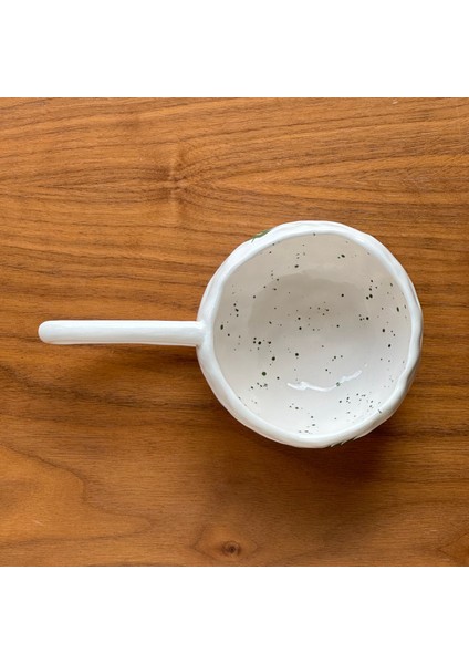 Stoneware Seramik El Yapımı Bitkisel Yaprak Desenli Fincan