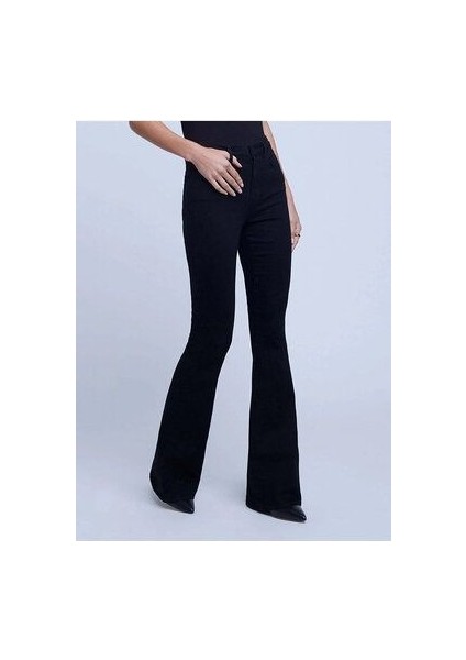 Leo Max Vega Penelope Yüksek Bel Ispanyol Paça Siyah Flare Jeans Kot Pantolon