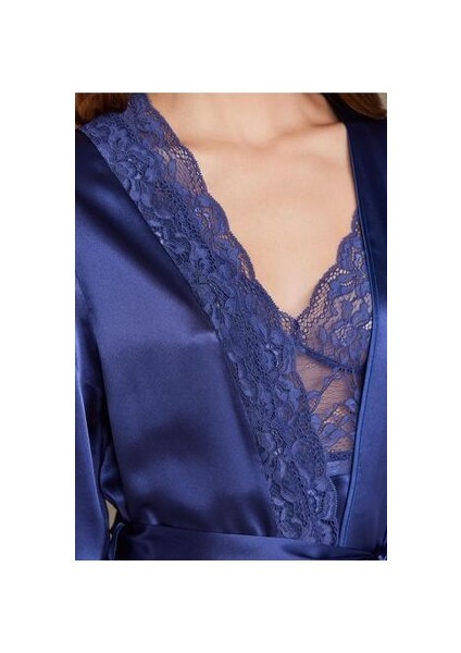 Saten Dörtlü Gelin Çeyiz Seti 7015 - Lacivert modelleri