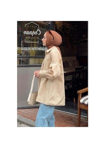 Kol Bağlama Detaylı Oversize Gömlek