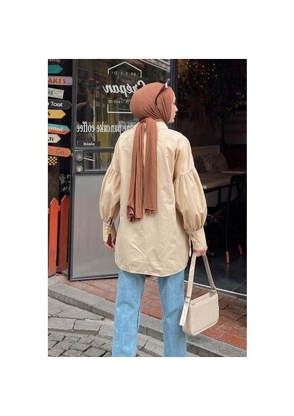 Kol Bağlama Detaylı Oversize Gömlek
