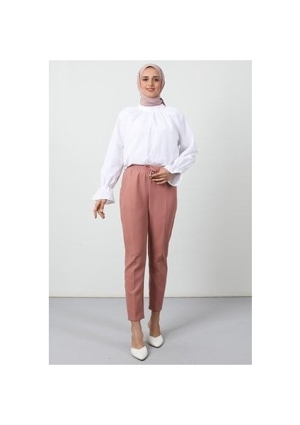 Beli Lastikli Pantolon Pembe