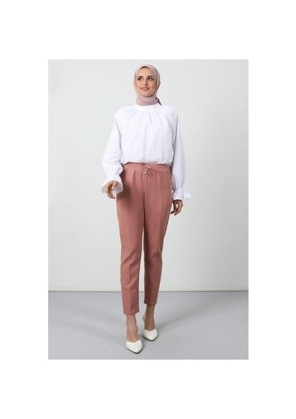 Beli Lastikli Pantolon Pembe