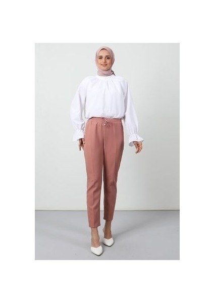 Beli Lastikli Pantolon Pembe