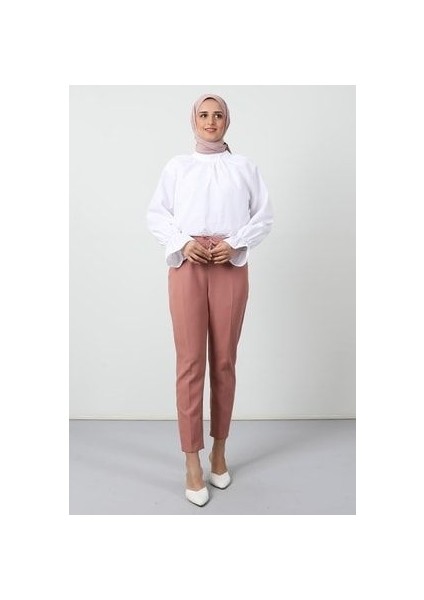 Beli Lastikli Pantolon Pembe