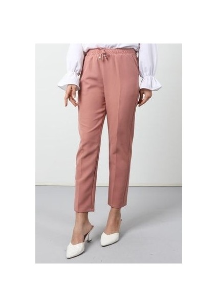 Beli Lastikli Pantolon Pembe