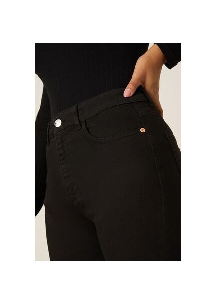 Zero Max Yüksek Bel Mom Siyah Jeans Likralı Esnek Boyfriend Kot Pantolon