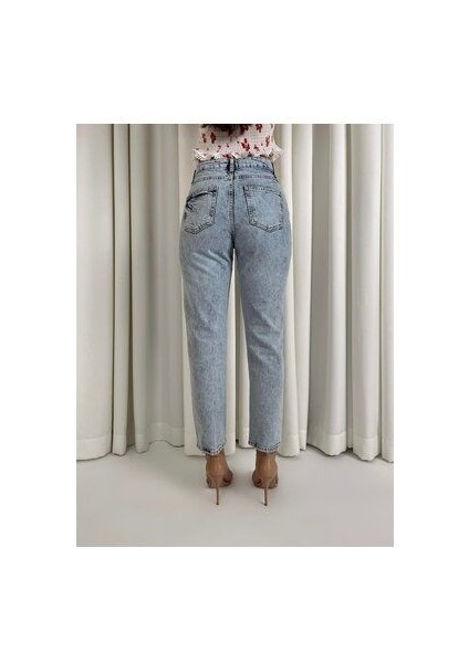 Vit Mom Jeans Eskitmeli Kar Yırtıklı 90S Boyfriend Yüksek Bel Kot modelleri