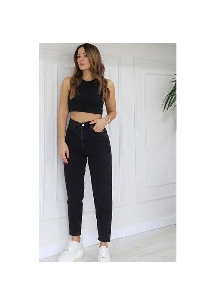 Leo Penelope Zero Yüksek Bel Mom Kot Pantolon Esnek Cepli Dar Kalıp Pamuklu - Slim Mom Jean