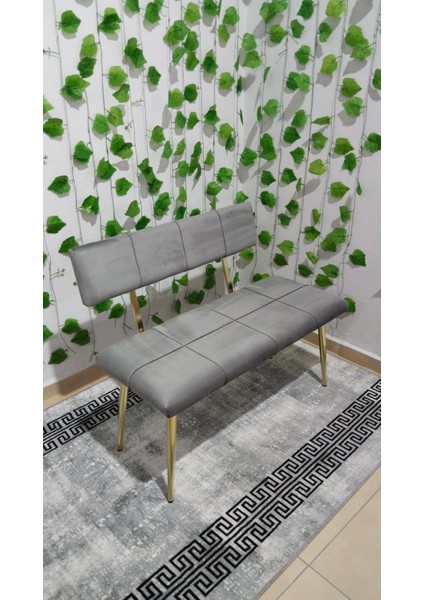 Metal Ayaklı Sırtlı Gold Mutfak Salon Antre Yatak Odası Puf Bank Oturak Bench indirimleri