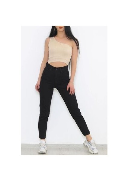 Leo Penelope Siyah 2132 Yüksek Bel Mom Jean Siyah