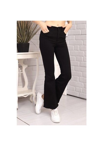 Miha Lina Tall Flare Siyah Ispanyol Jean Kot Pantolon 2024