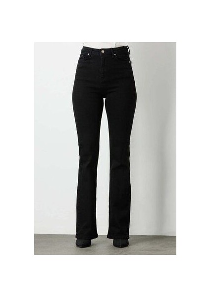 Leo Max Vanessa Ispanyol Renk Solmaz Yüksek Bel Likralı Siyahflare Jeans Pantolon fiyatları
