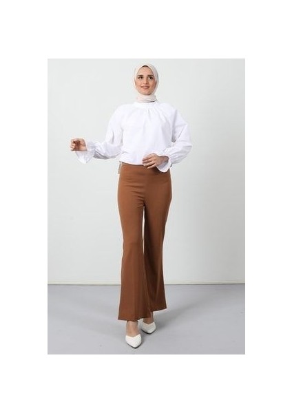 Beli Lastikli Ispanyol Pantolon Açık Kahve fırsatları