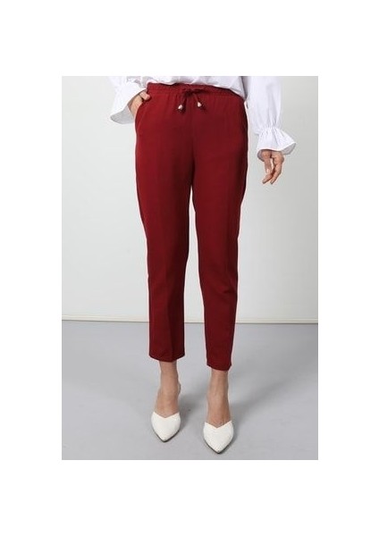 Beli Lastikli Pantolon Bordo