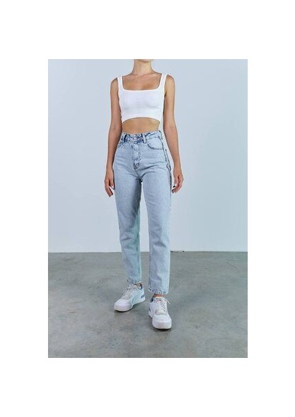 Rosse Kar Yıkama Likralı Mom Jean Pantolon 2024