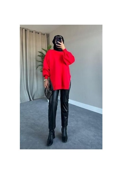 Zincir Triko Kazak Kırmızı fırsatları