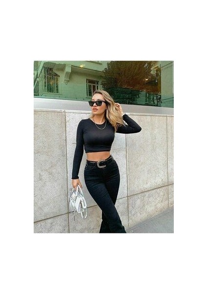 Zero Max Ispanyol Paça Jean Siyah Solmaz Ekstra Likra Yüksek Bel (Toparlayıcı) fiyatları