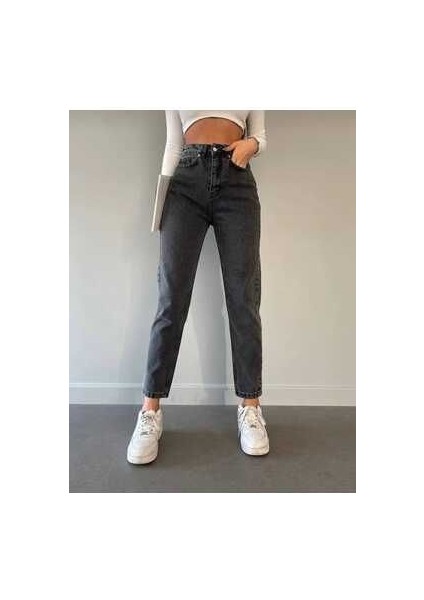 Semy Antrasit Süper Yüksek Bel Comfort Likralı Mom Kot Pantalon